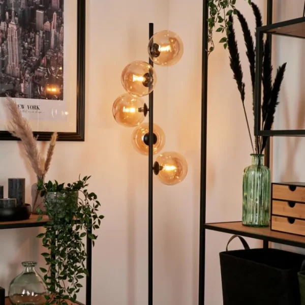 hofstein Lampadaire Remaisnil Ambre, 5 lumières* Lampes En Verre