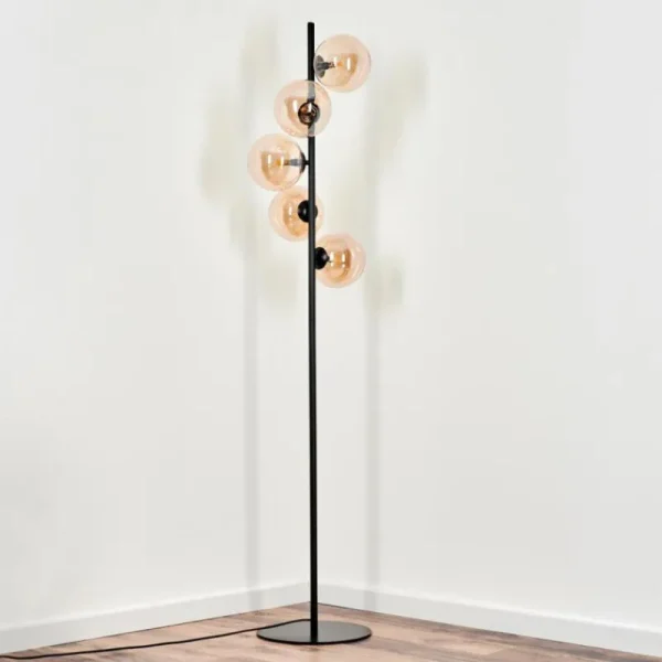 hofstein Lampadaire Remaisnil Ambre, 5 lumières* Lampes En Verre
