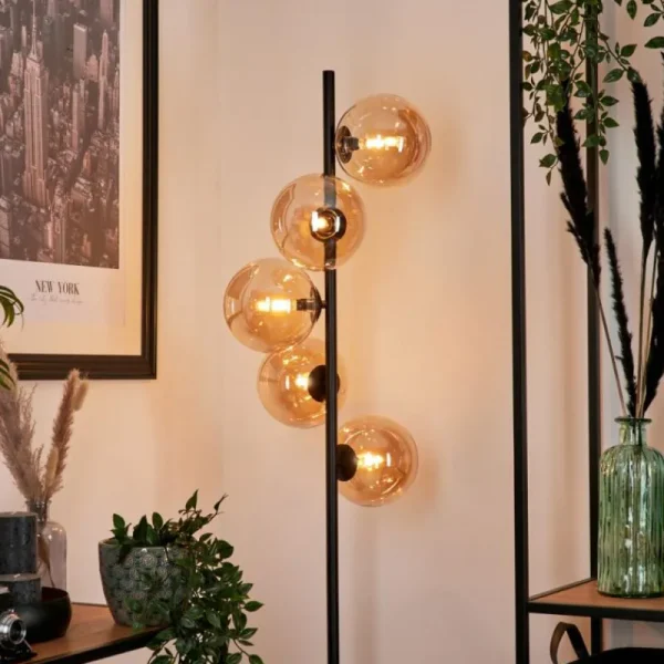 hofstein Lampadaire Remaisnil Ambre, 5 lumières* Lampes En Verre