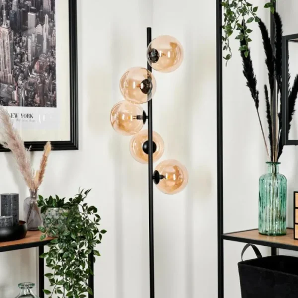 hofstein Lampadaire Remaisnil Ambre, 5 lumières* Lampes En Verre