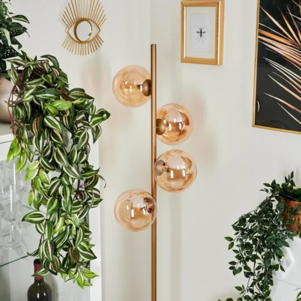 hofstein Lampadaire Remaisnil Laiton, 4 lumières* Lampes En Verre