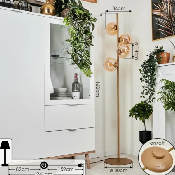 hofstein Lampadaire Remaisnil Laiton, 4 lumières* Lampes En Verre