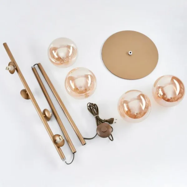 hofstein Lampadaire Remaisnil Laiton, 4 lumières* Lampes En Verre