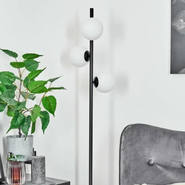 hofstein Lampadaire Remaisnil Noir, 3 lumières* Lampes En Verre