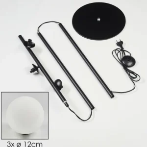 hofstein Lampadaire Remaisnil Noir, 3 lumières* Lampes En Verre