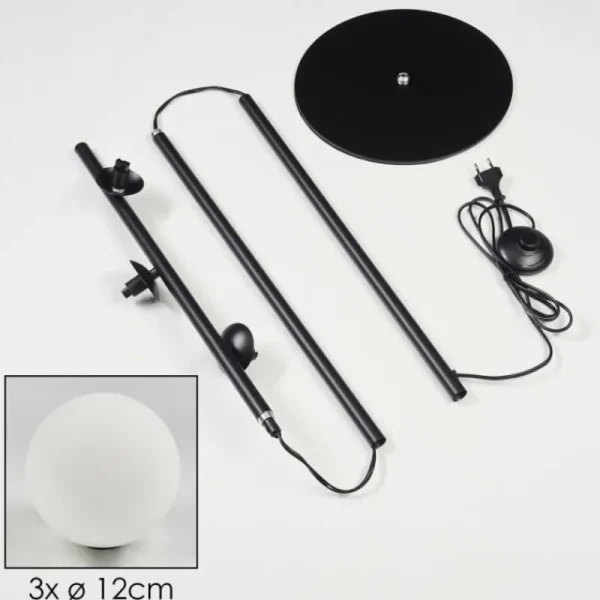 hofstein Lampadaire Remaisnil Noir, 3 lumières* Lampes En Verre