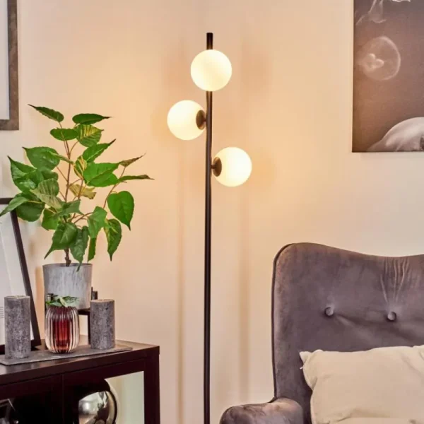 hofstein Lampadaire Remaisnil Noir, 3 lumières* Lampes En Verre