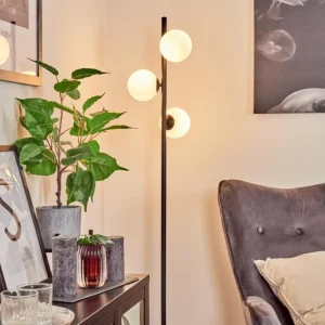 hofstein Lampadaire Remaisnil Noir, 3 lumières* Lampes En Verre