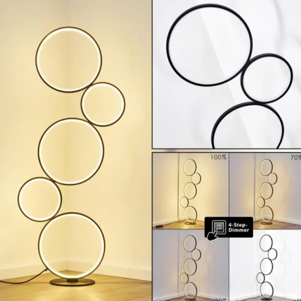 hofstein Lampadaire Rodekro LED Noir, 1 lumière* Lampes Modernes