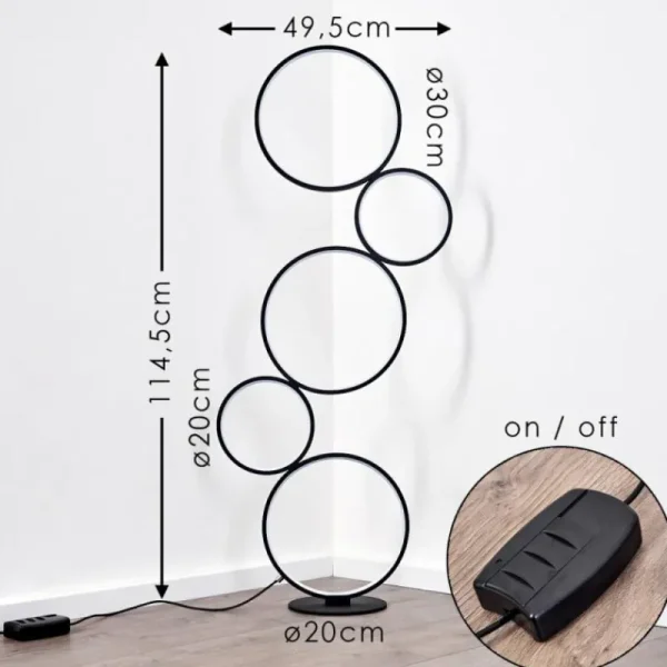 hofstein Lampadaire Rodekro LED Noir, 1 lumière* Lampes Modernes