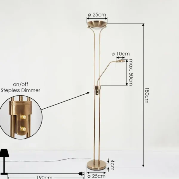 hofstein Lampadaire Rom LED Laiton, 2 lumières* Lampes Modernes