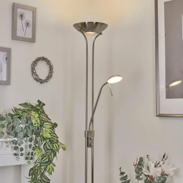 hofstein Lampadaire Rom LED Nickel mat, 2 lumières* Lampes Modernes