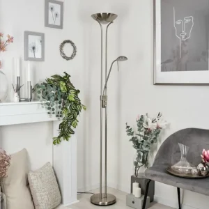 hofstein Lampadaire Rom LED Nickel mat, 2 lumières* Lampes Modernes