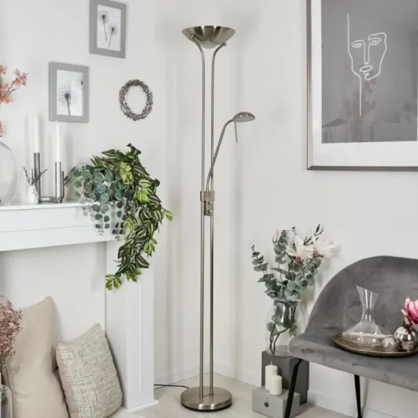 hofstein Lampadaire Rom LED Nickel mat, 2 lumières* Lampes Modernes
