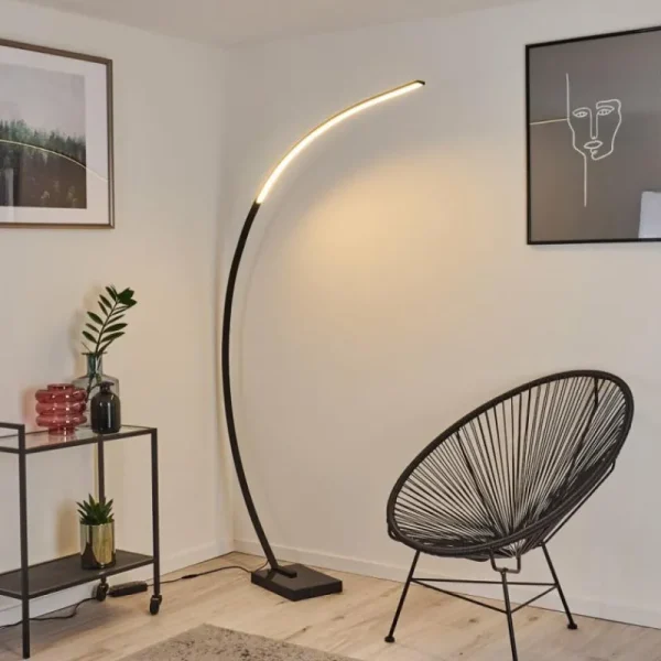 hofstein Lampadaire Tobillos LED Noir, 1 lumière* Lampes Modernes