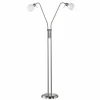 Luminaires Trio Lampadaire Trio-Leuchten Freddy LED Nickel mat, 2 lumières* Lampes En Verre