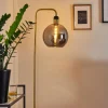 hofstein Lampadaire Tuvalu Laiton, Noir, 1 lumière* Lampes En Verre