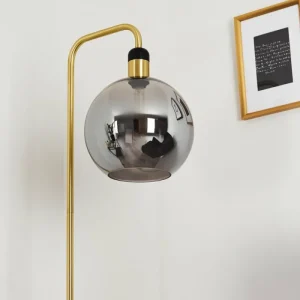 hofstein Lampadaire Tuvalu Laiton, Noir, 1 lumière* Lampes En Verre