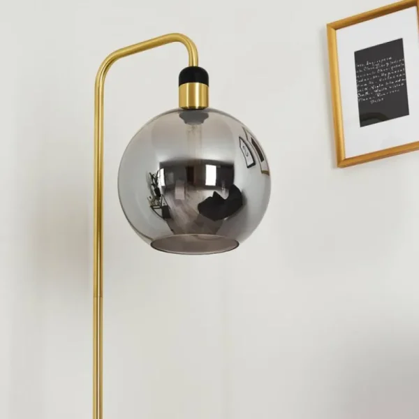 hofstein Lampadaire Tuvalu Laiton, Noir, 1 lumière* Lampes En Verre