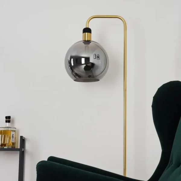 hofstein Lampadaire Tuvalu Laiton, Noir, 1 lumière* Lampes En Verre