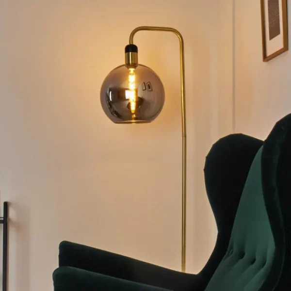 hofstein Lampadaire Tuvalu Laiton, Noir, 1 lumière* Lampes En Verre