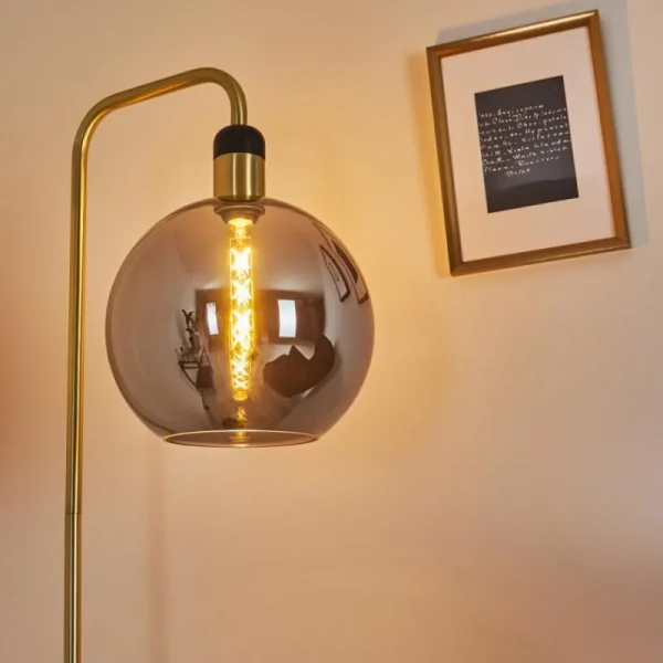 hofstein Lampadaire Tuvalu Laiton, Noir, 1 lumière* Lampes En Verre