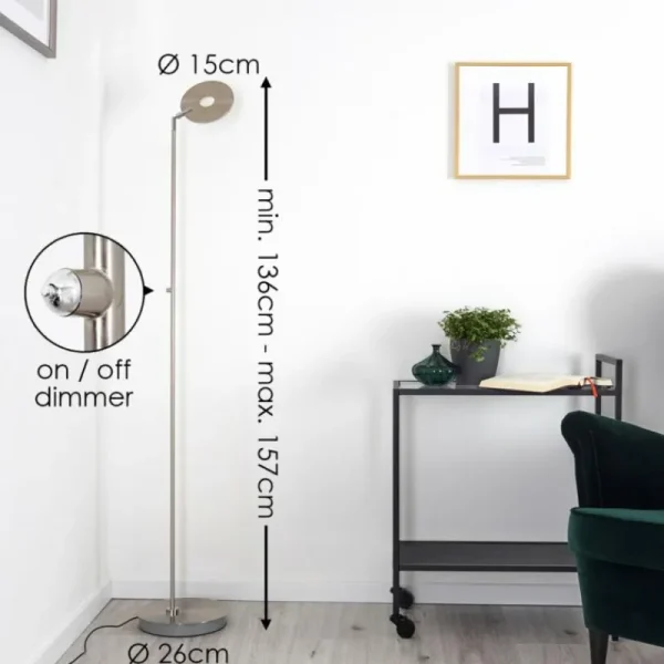 hofstein Lampadaire Umag LED Acier inoxydable, 1 lumière* Lampes Modernes