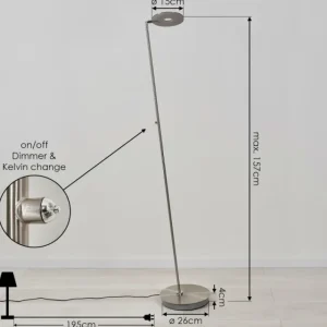 hofstein Lampadaire Umag LED Chrome, Nickel mat, 1 lumière* Lampes Modernes