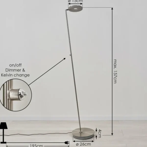 hofstein Lampadaire Umag LED Chrome, Nickel mat, 1 lumière* Lampes Modernes