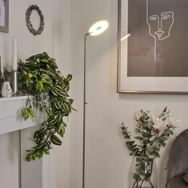 hofstein Lampadaire Umag LED Chrome, Nickel mat, 1 lumière* Lampes Modernes