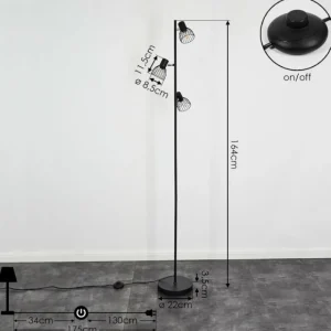 hofstein Lampadaire Verbania Noir, 3 lumières* Lampes Modernes
