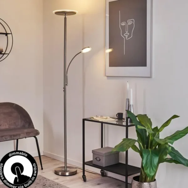 hofstein Lampadaire Wonsbek LED Nickel mat, 2 lumières* Lampes Modernes