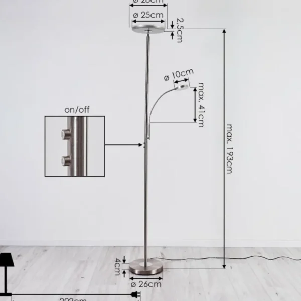 hofstein Lampadaire Wonsbek LED Nickel mat, 2 lumières* Lampes Modernes