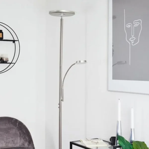hofstein Lampadaire Wonsbek LED Nickel mat, 2 lumières* Lampes Modernes