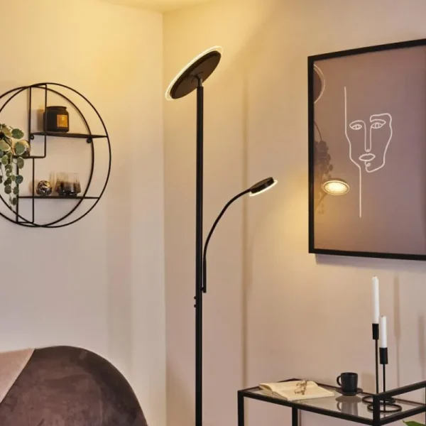 hofstein Lampadaire Wonsbek LED Noir, 2 lumières* Lampes Modernes