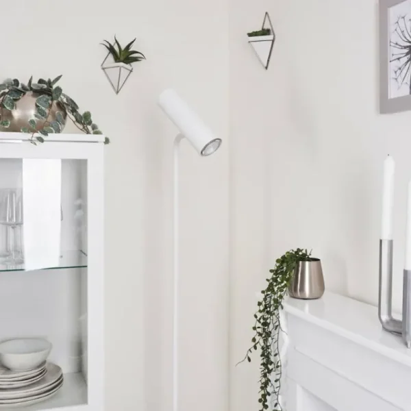 hofstein Lampadaire Zuoz Chrome, Blanc, 1 lumière* Lampes Modernes