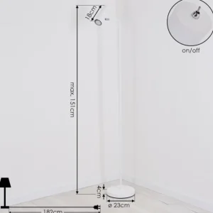 hofstein Lampadaire Zuoz Chrome, Blanc, 1 lumière* Lampes Modernes