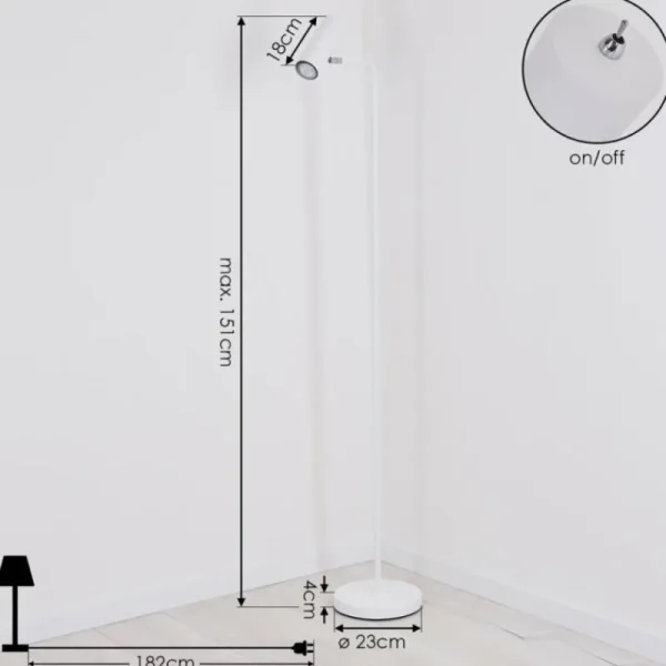 hofstein Lampadaire Zuoz Chrome, Blanc, 1 lumière* Lampes Modernes