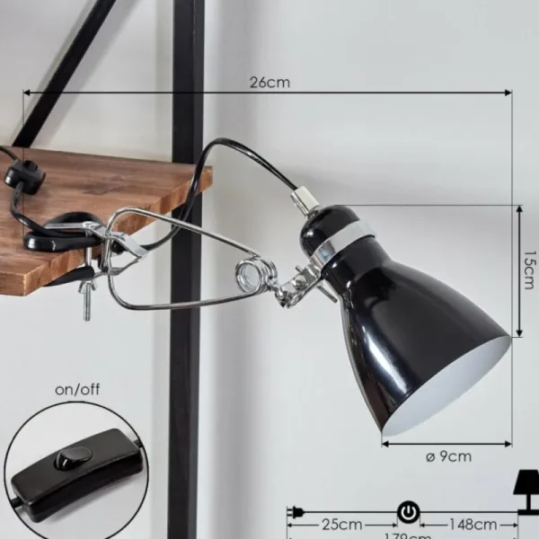 hofstein lampe â clipper Brienz Chrome, Noir, 1 lumière* Lampes Modernes