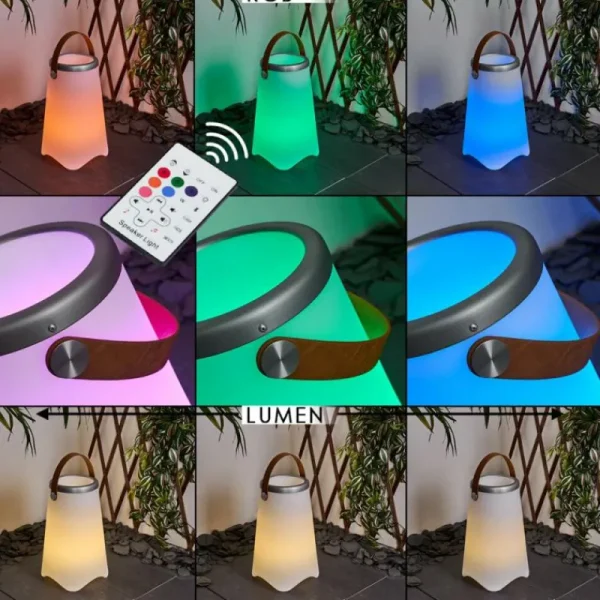 hofstein Lampe à poser Chilar LED Brun, Blanc, 1 lumière, Télécommandes, Changeur de couleurs* Lampes Modernes
