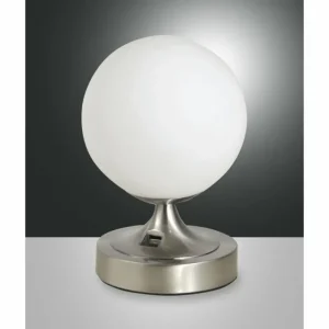 Luminaires Fabas Luce Lampe à poser Fabas Luce Perla Nickel brillant, 1 lumière* Lampes En Verre