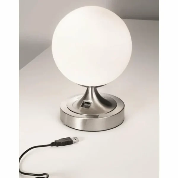 Luminaires Fabas Luce Lampe à poser Fabas Luce Perla Nickel brillant, 1 lumière* Lampes En Verre