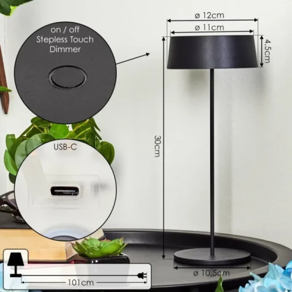 hofstein Lampe à poser Kouvi LED Noir, 1 lumière* Lampes Modernes