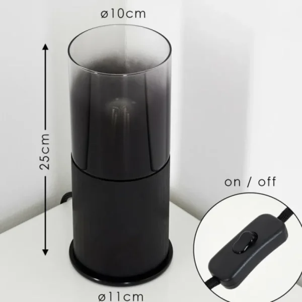 hofstein Lampe à poser Kuparuk Fumée, Noir, 1 lumière* Lampes Modernes