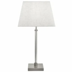 Luminaires Searchlight Lampe à poser Searchlight SIENA Nickel mat, Transparent, Blanc, 1 lumière* Lampes En Verre