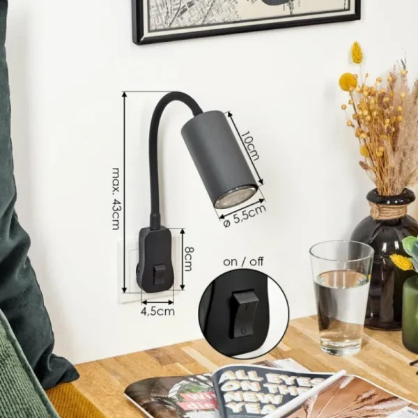 hofstein lampe à prise électrique Javel Noir, 1 lumière* Lampes Modernes