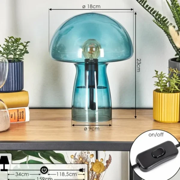 hofstein Lampe Champignon Almagre Lampe à poser Noir, 1 lumière* Lampes En Verre