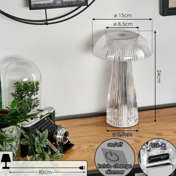 hofstein Lampe Champignon Balsa Lampe à poser LED Transparent, 1 lumière* Lampes Modernes