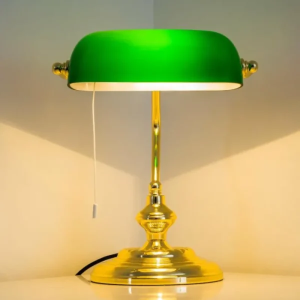 hofstein Lampe de banquier Laiton, 1 lumière* Lampes En Verre