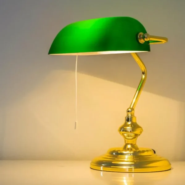 hofstein Lampe de banquier Laiton, 1 lumière* Lampes En Verre